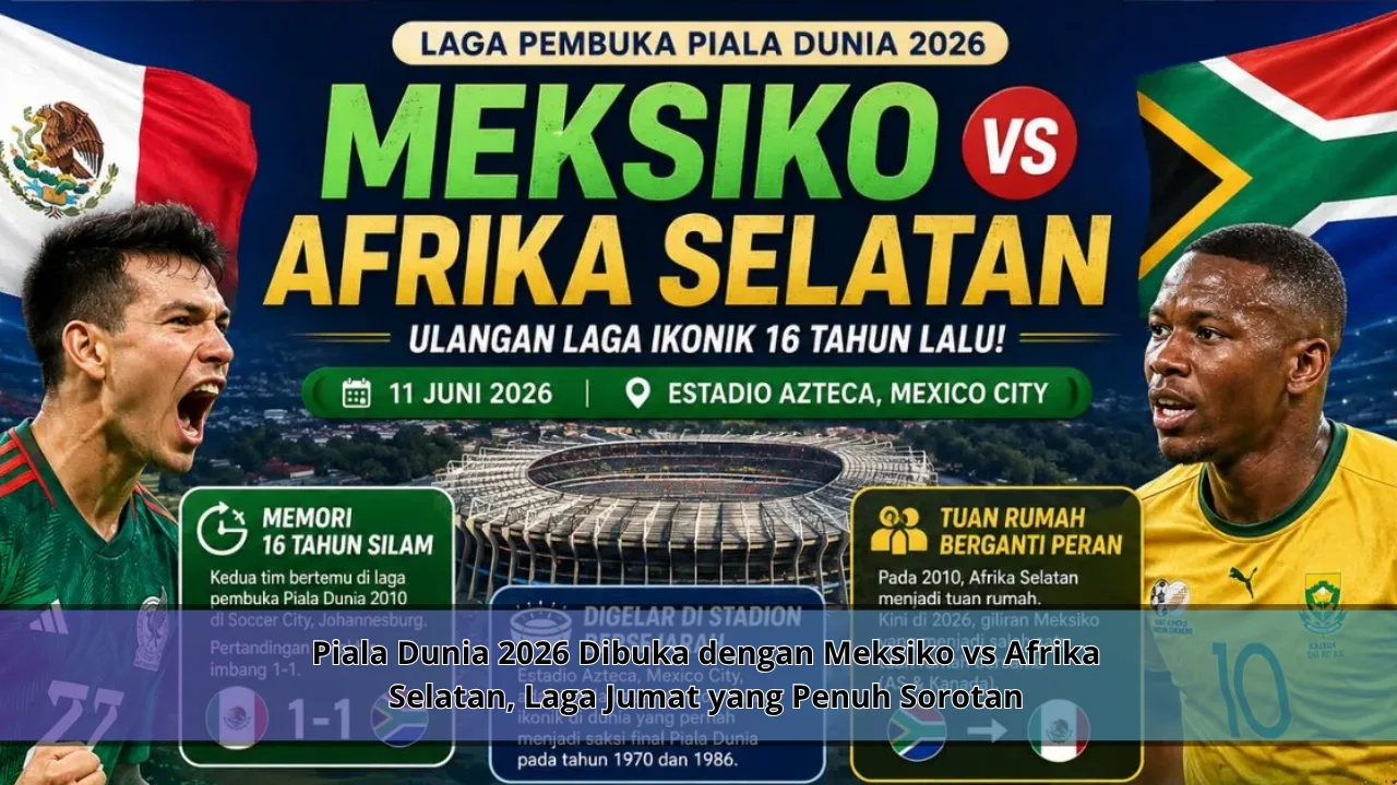 Piala Dunia 2026 Dibuka dengan Meksiko vs Afrika Selatan, Laga Jumat yang Penuh Sorotan