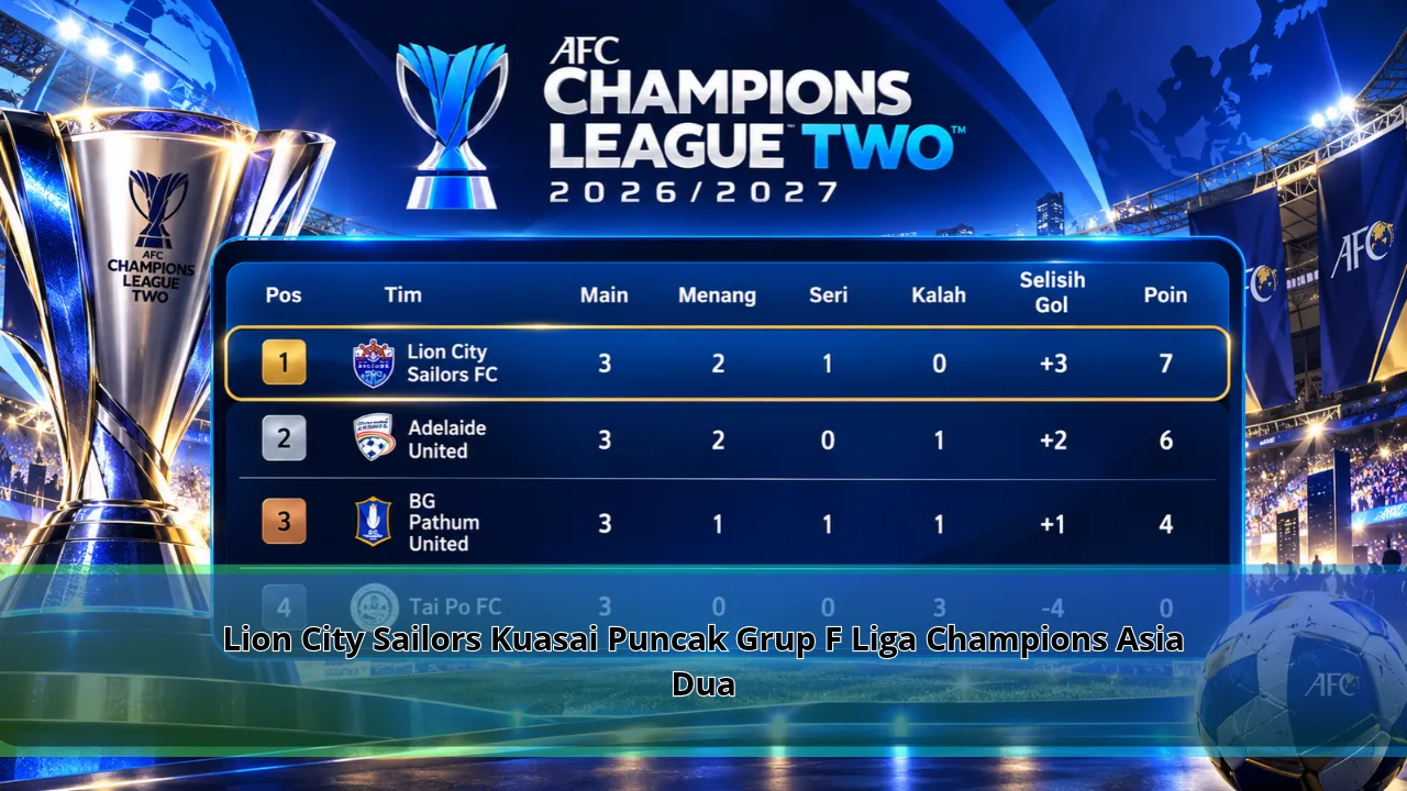Lion City Sailors Kuasai Puncak Grup F Liga Champions Asia Dua